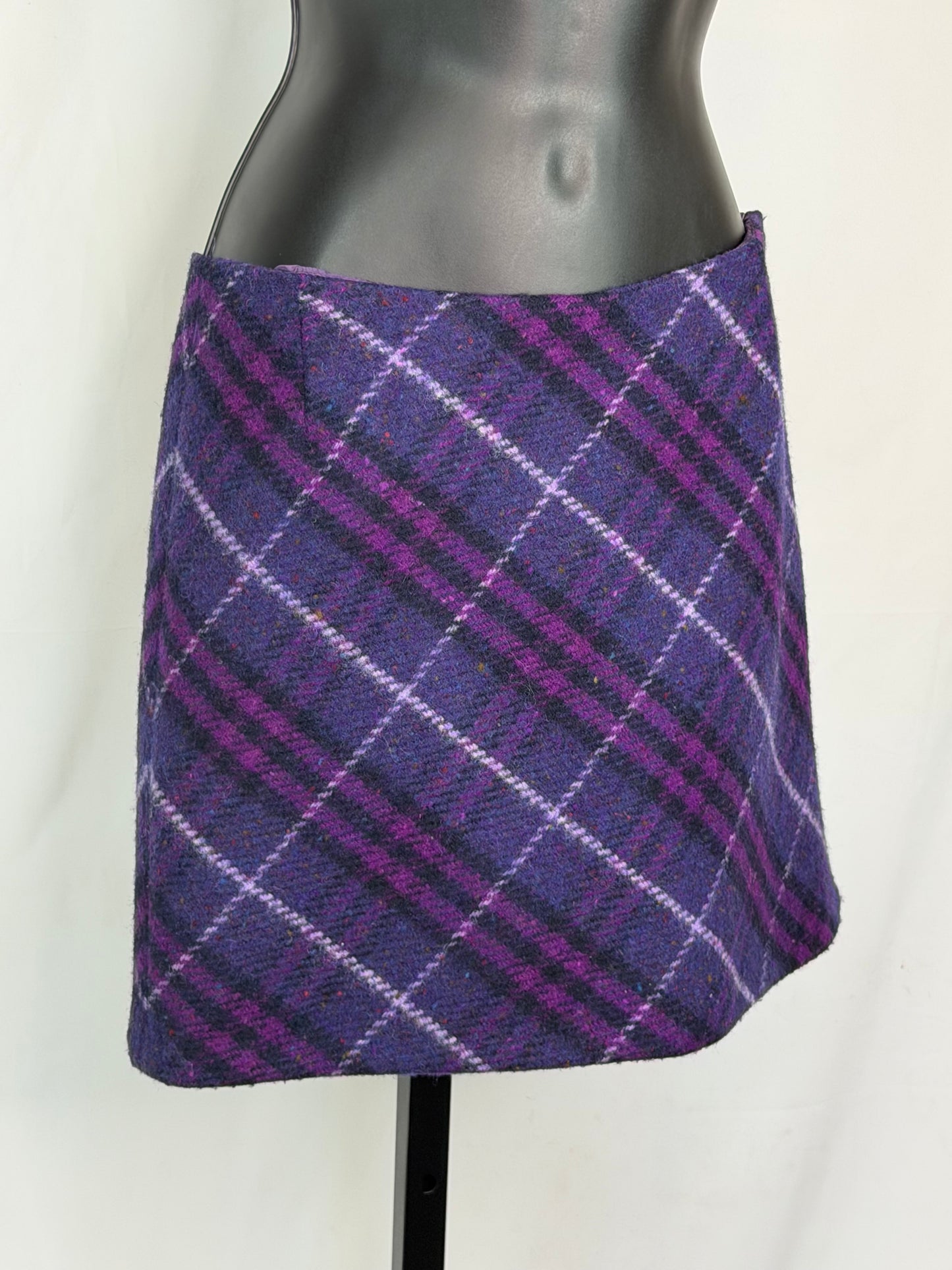Burberry Wool Purple Pink Check Mini Skirt