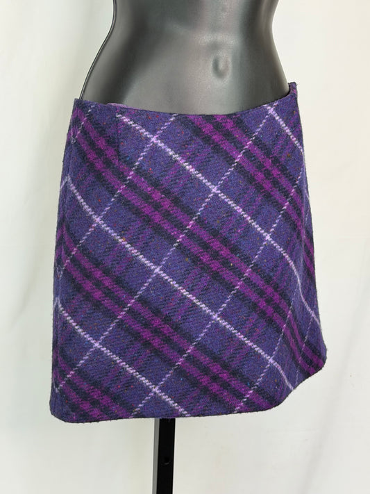 Burberry Wool Purple Pink Check Mini Skirt