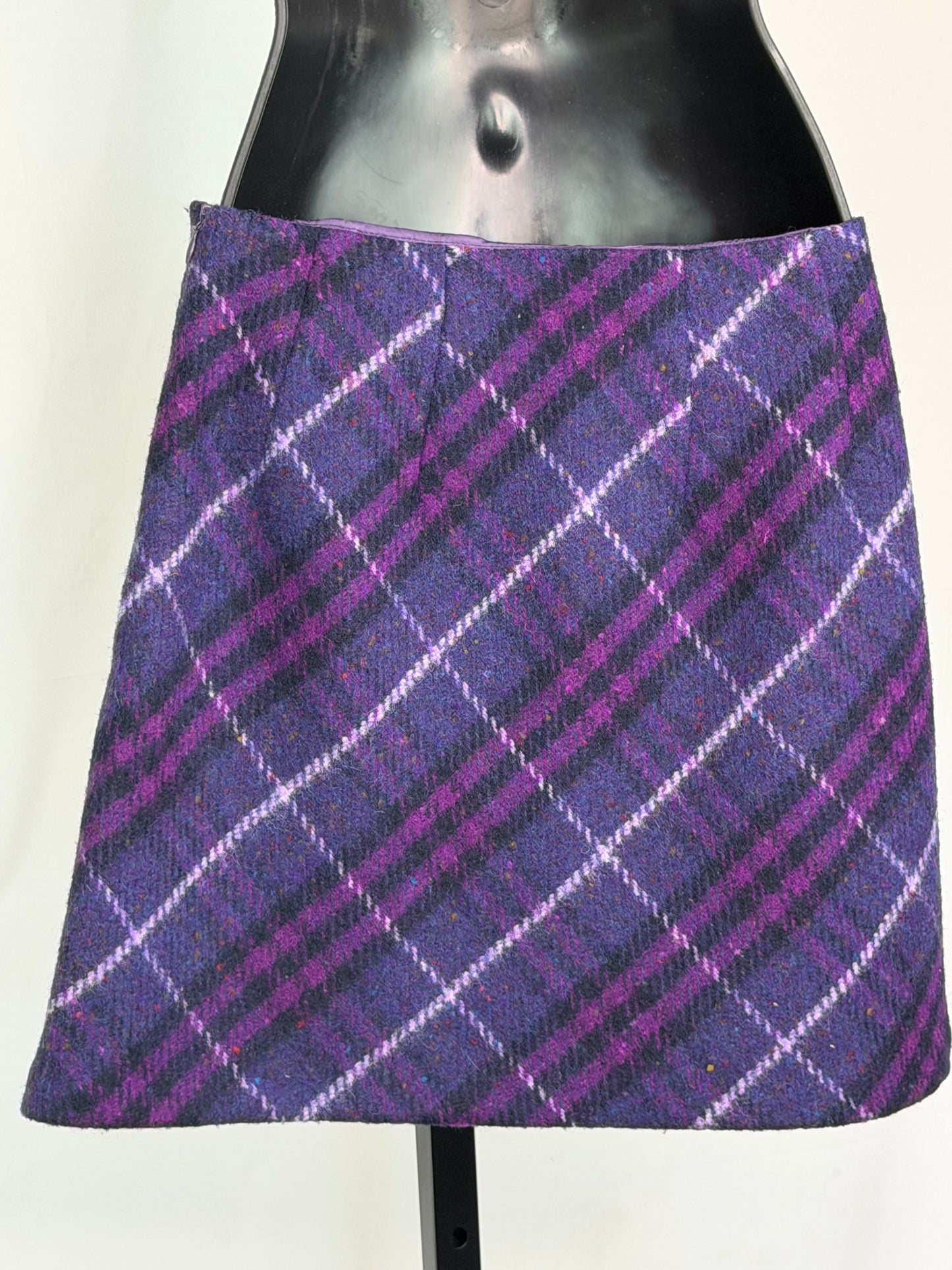 Burberry Wool Purple Pink Check Mini Skirt