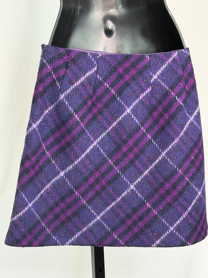 Burberry Wool Purple Pink Check Mini Skirt