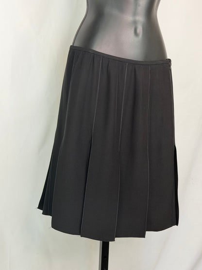 Armani Collezioni Black Mini Skirt w/ Large Rectangular Flap Fringe