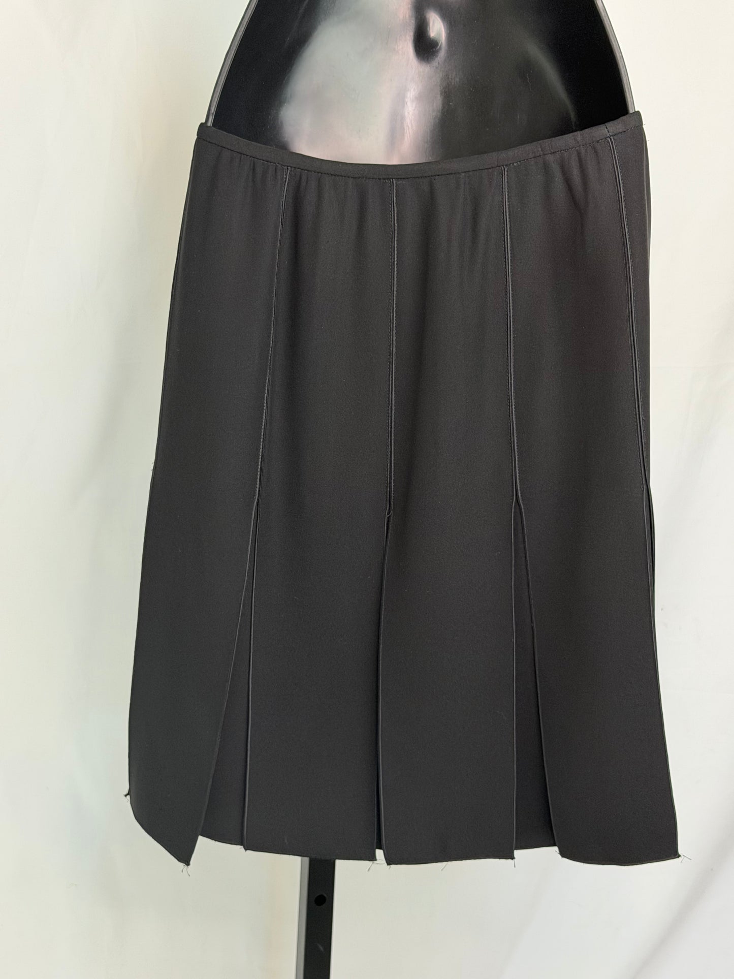 Armani Collezioni Black Mini Skirt w/ Large Rectangular Flap Fringe