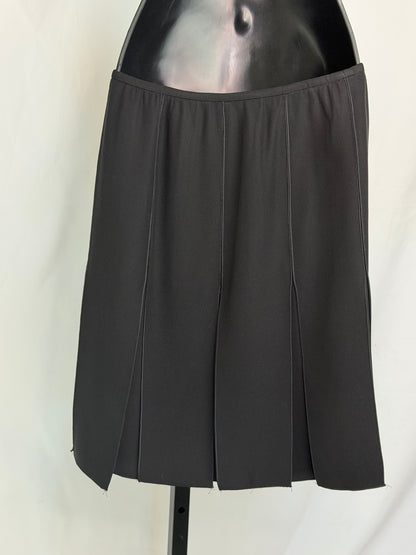 Armani Collezioni Black Mini Skirt w/ Large Rectangular Flap Fringe