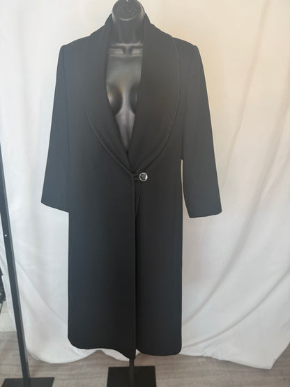 Fleurette Cashmere Black Shawl Collar Single Button Full-Length Coat