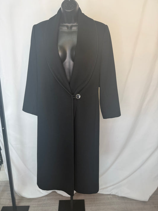 Fleurette Cashmere Black Shawl Collar Single Button Full-Length Coat