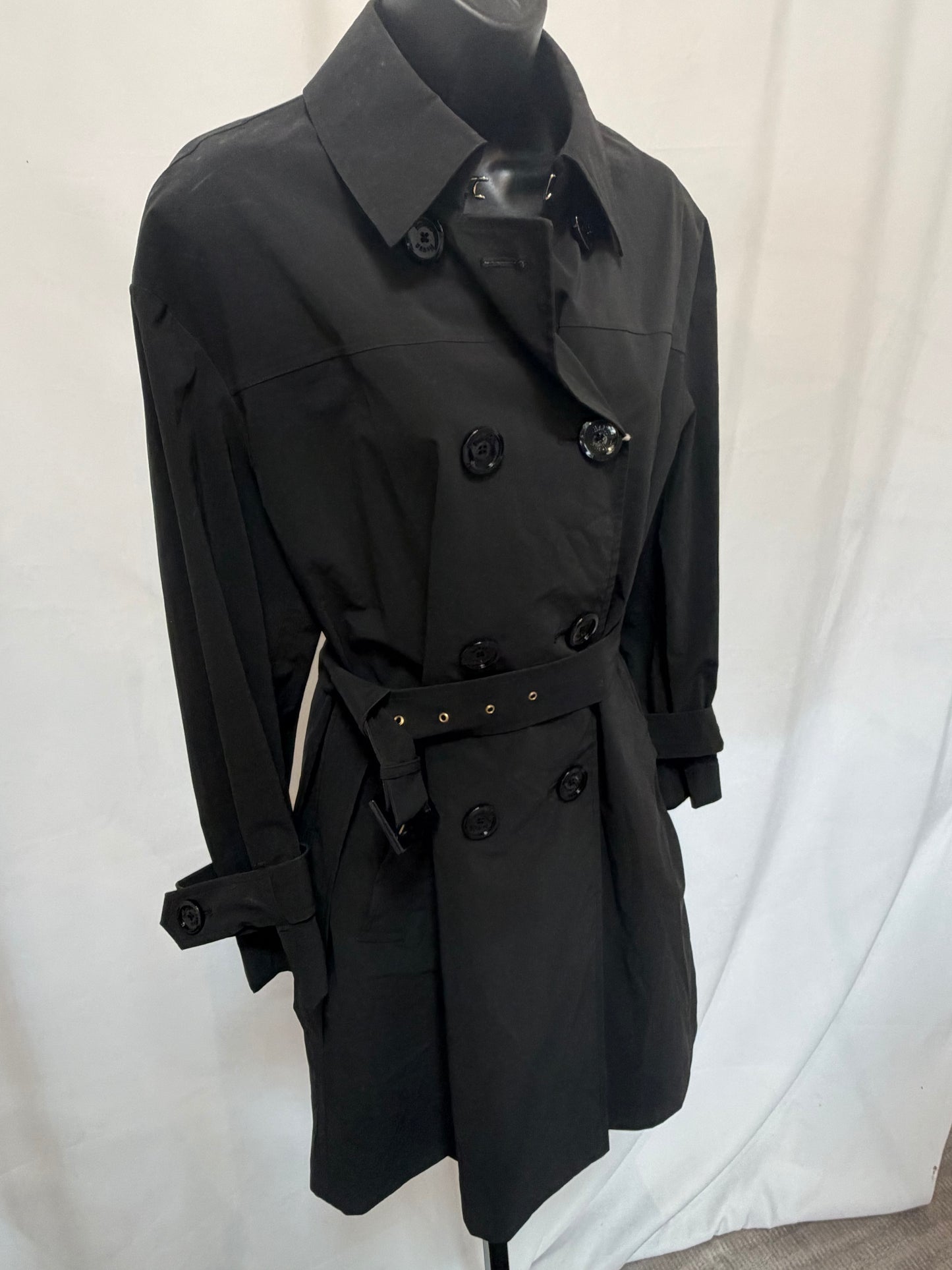 Herno Black Nylon Button Up Jacket w Belt NWT