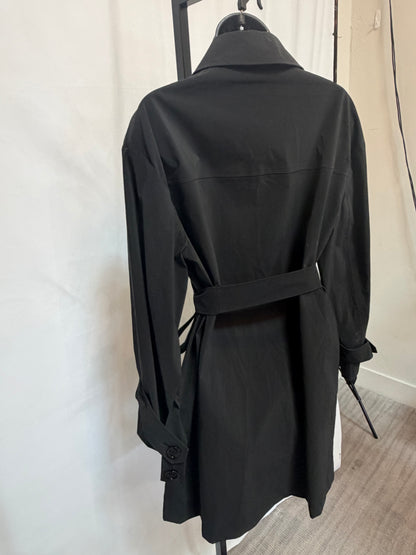 Herno Black Nylon Button Up Jacket w Belt NWT