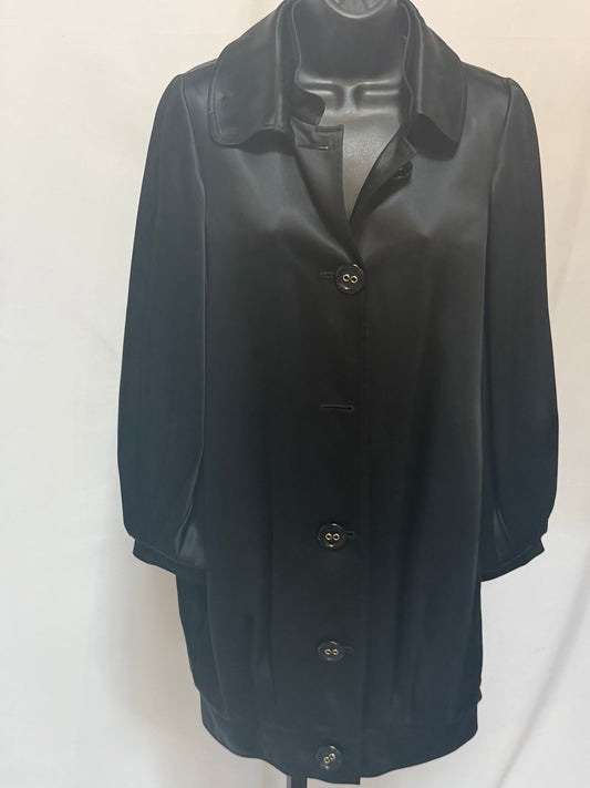 Dolce & Gabbana Black Silk Opera Evening Long Jacket Coat w Silk Red Lining (missing one button)