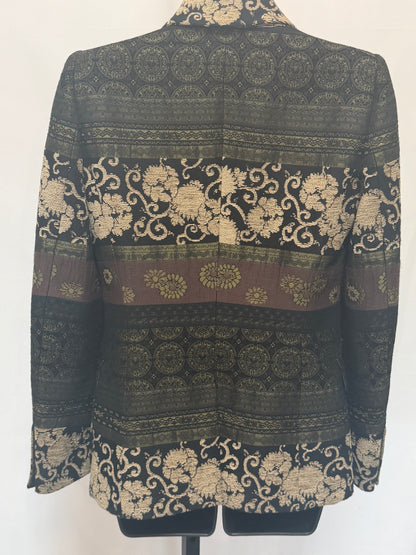 Etro Green Beige Maroon Paisley Printed Single Button Blazer