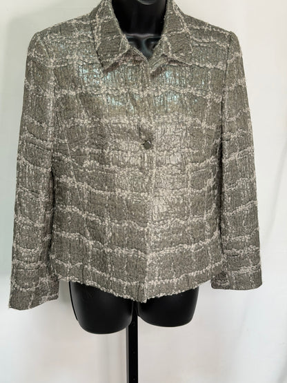 Valentino Miss V Metallic Olive & Grey Alpaca & Wool Tweed Peacoat