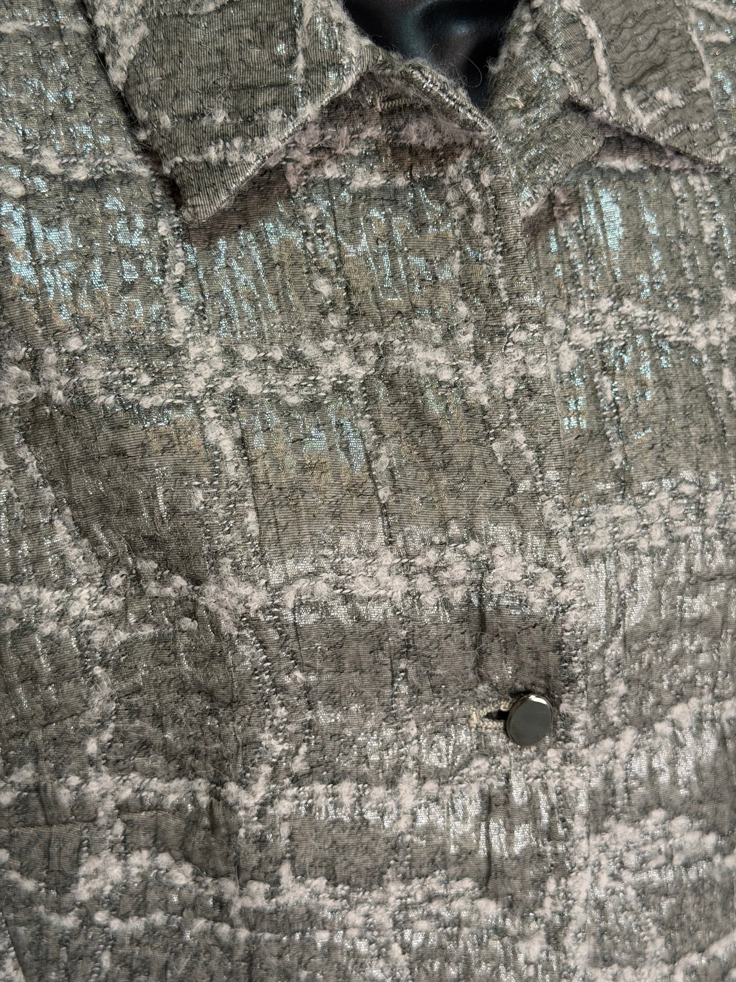 Valentino Miss V Metallic Olive & Grey Alpaca & Wool Tweed Peacoat