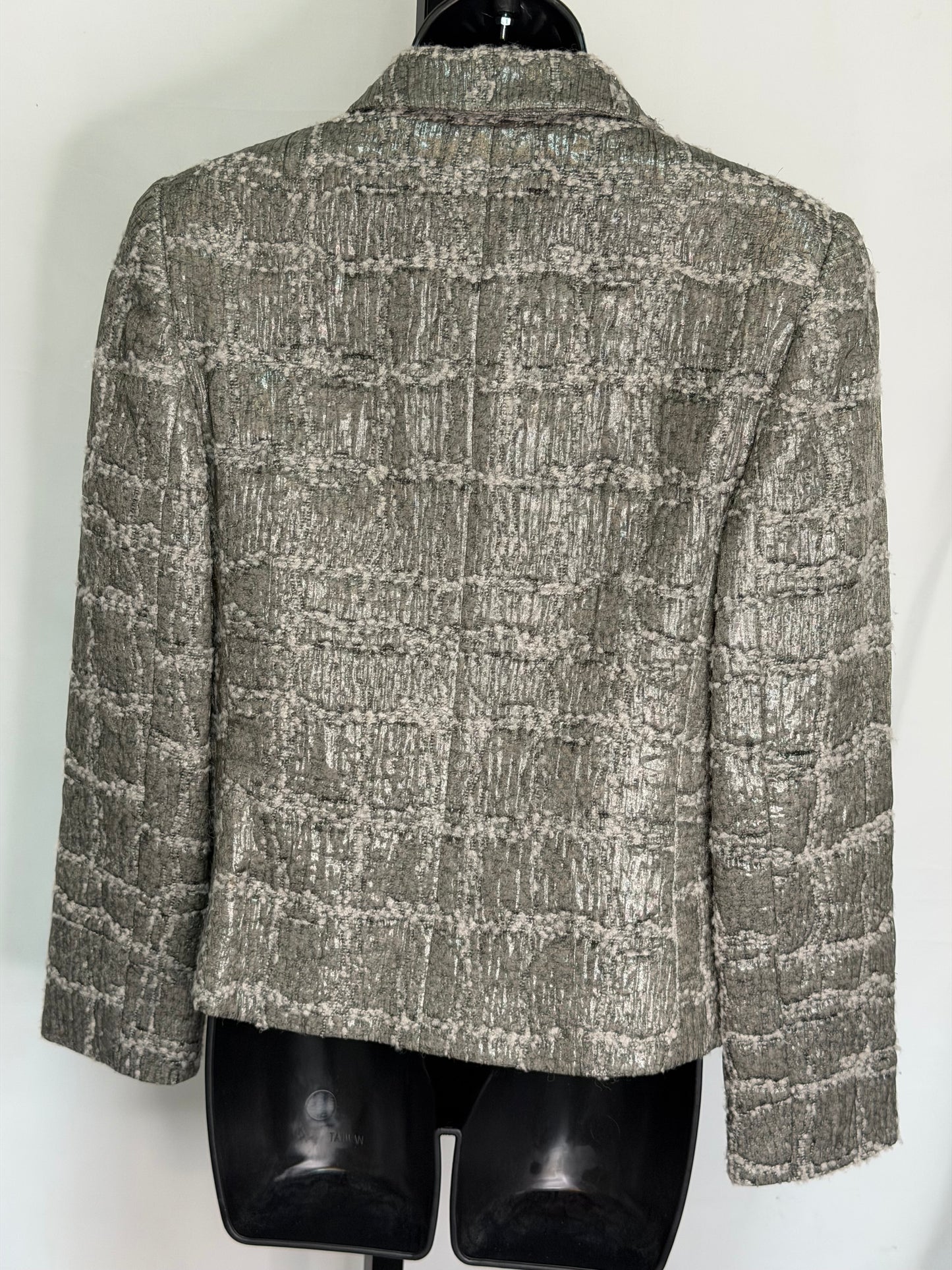Valentino Miss V Metallic Olive & Grey Alpaca & Wool Tweed Peacoat