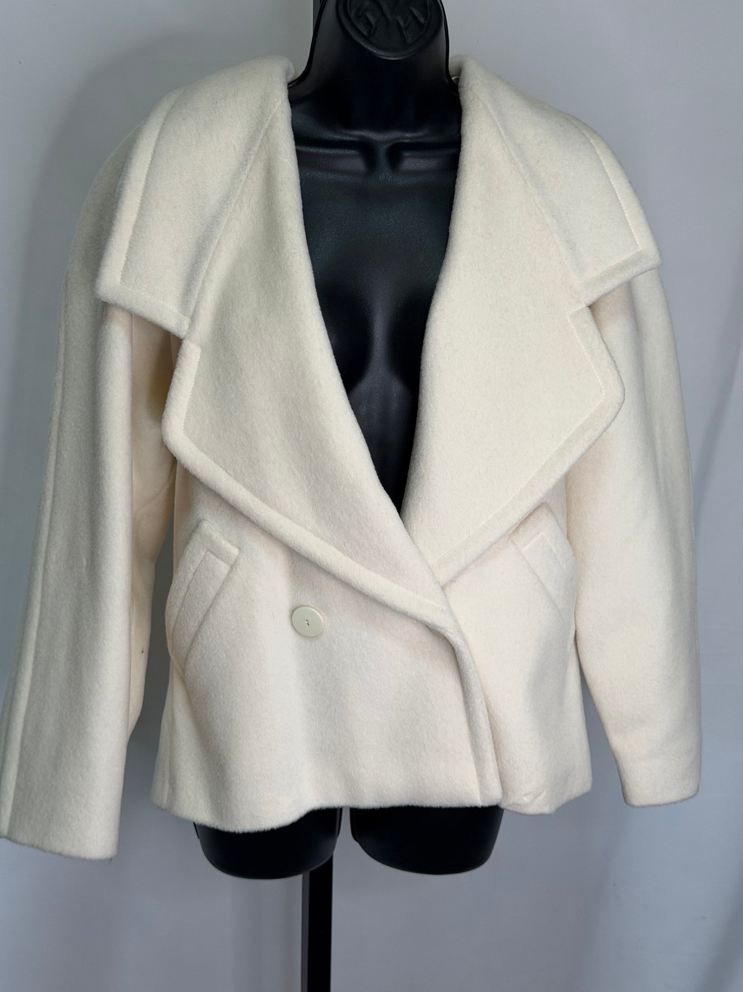 Escada White Wool/Mohair "Pea Coat" Jacket