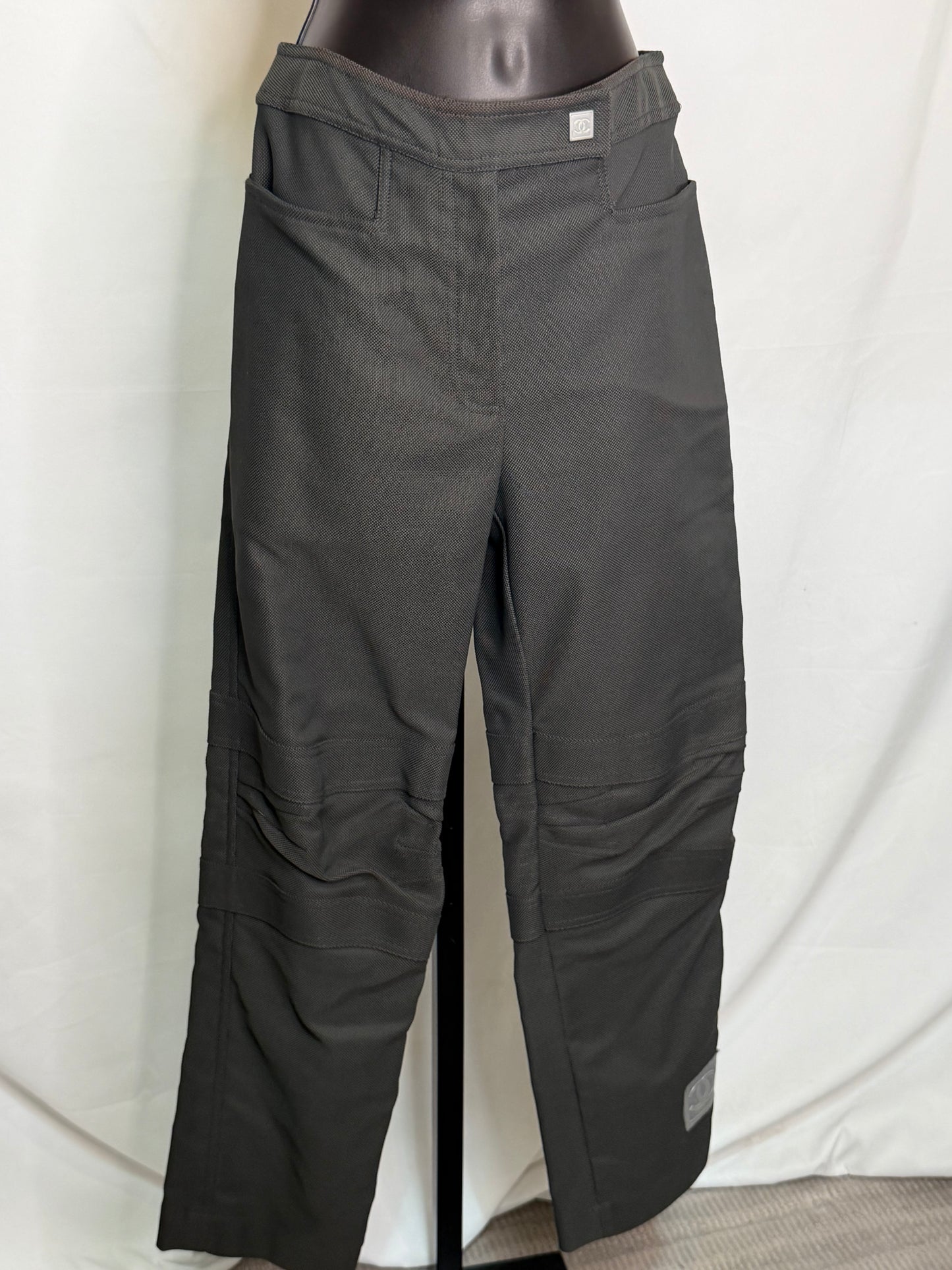 Chanel Grey Textured Multi Zip Ski Pants