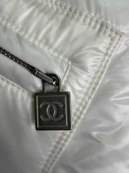 Chanel Pearl White Multi Zip Ski Puffer Jacket