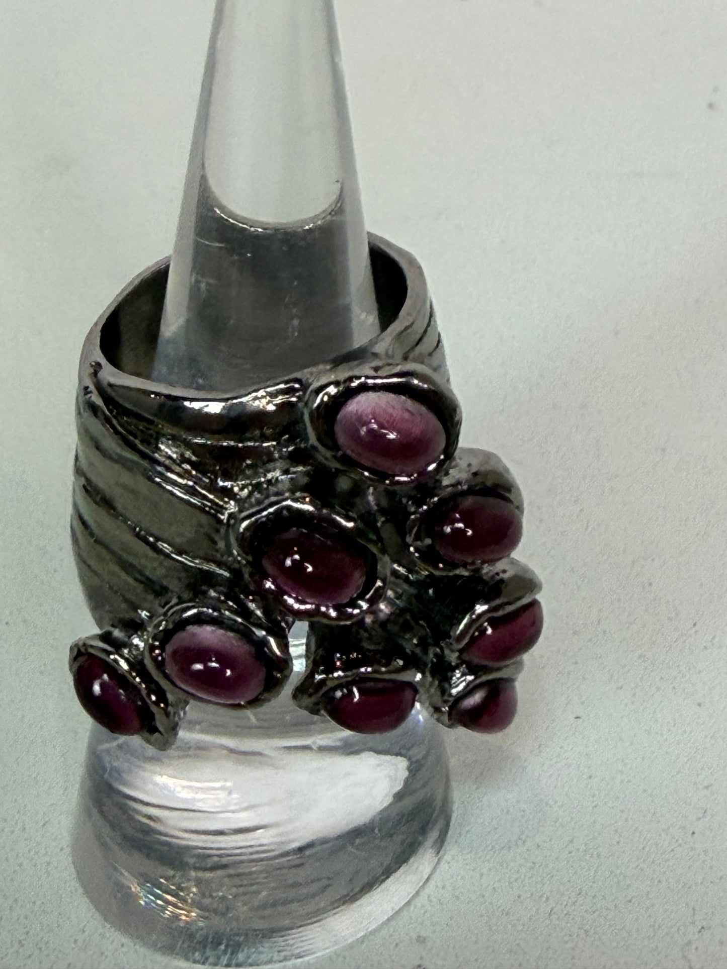 Saint Laurent Purple Arty Dots Silver Tone Cocktail Ring