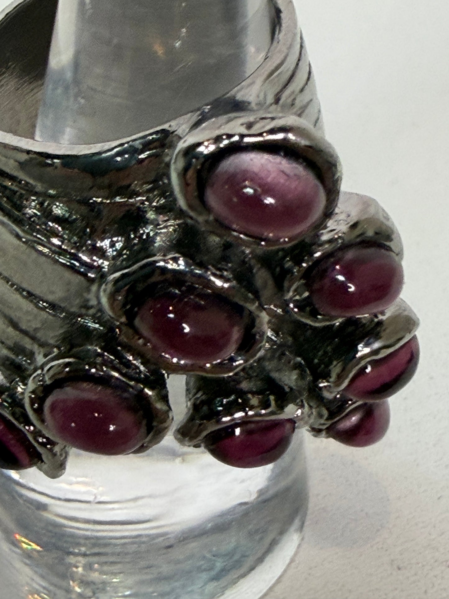 Saint Laurent Purple Arty Dots Silver Tone Cocktail Ring