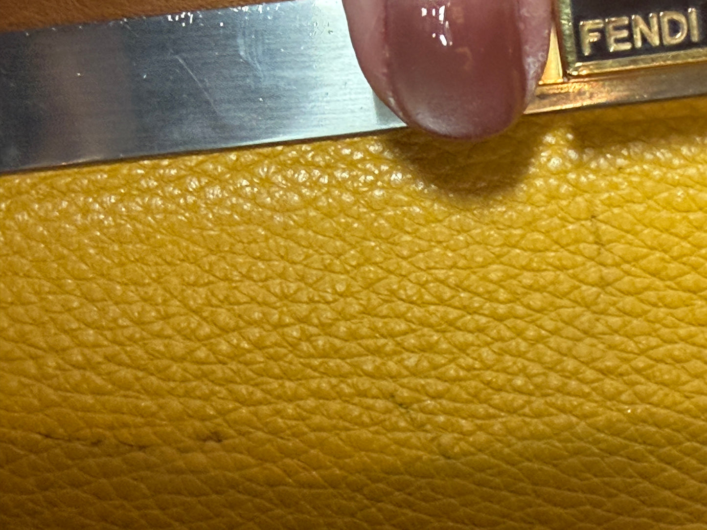 Fendi Leather Camel Mustard Strap Peekaboo Twist Lock Tote Bag