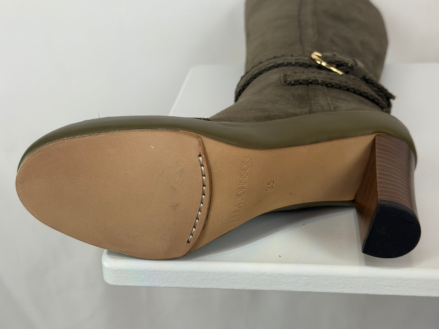 Ulla Johnson Dark Brown/Taupe Suede Knee High Heeled Boots