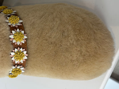 Fabrizio Viti Beige Shearling Daisy Clogs w Wood Base