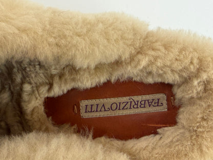Fabrizio Viti Beige Shearling Daisy Clogs w Wood Base