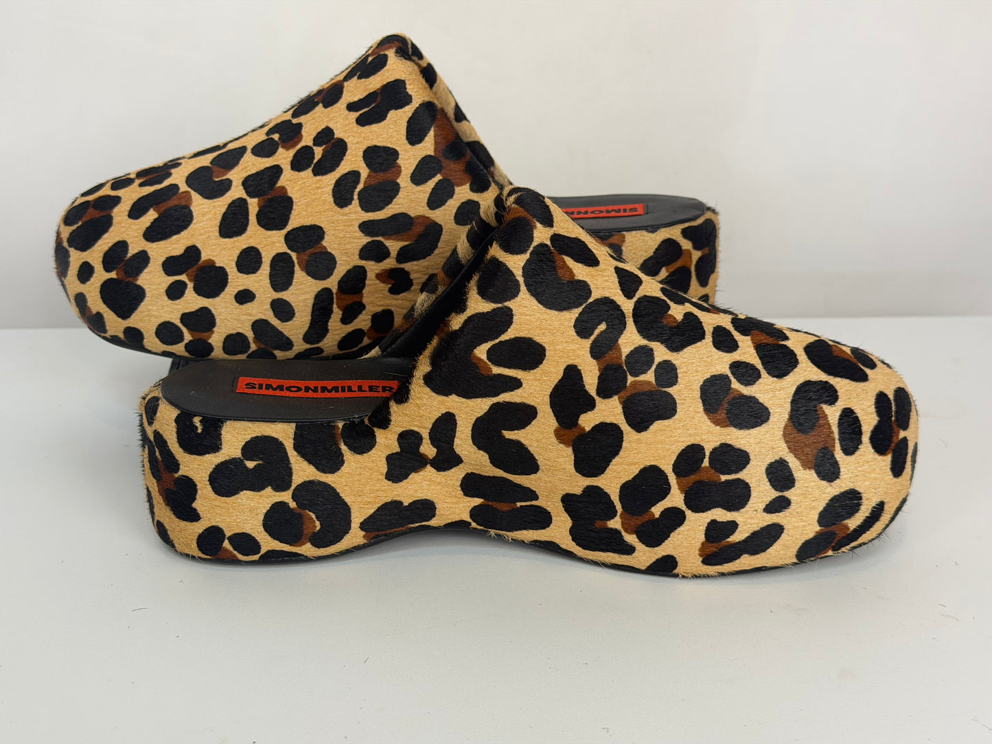 Simon Miller Calf-Hair Leopard Bubble Platform Slides
