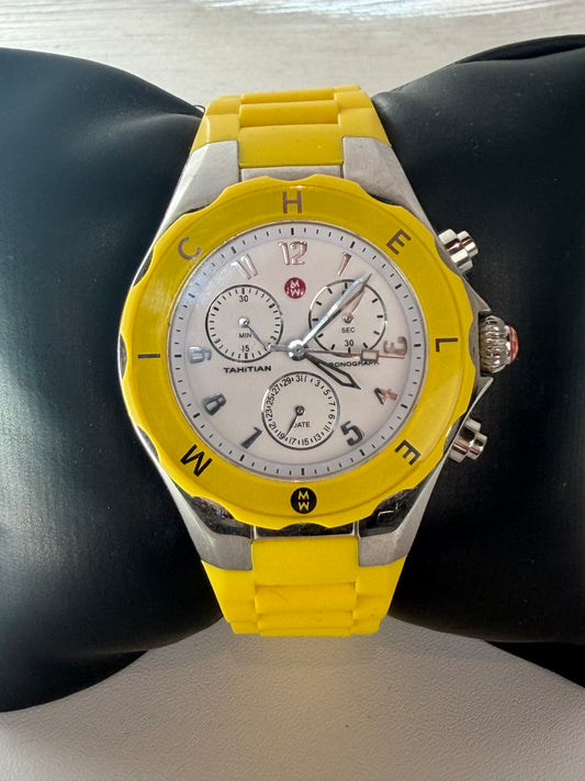 Michele Yellow Jellybean Silicone Strap Watch