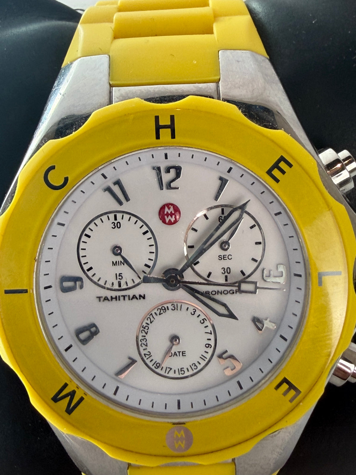 Michele Yellow Jellybean Silicone Strap Watch
