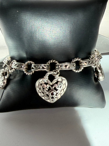 Brighton Sterling Multi-Heart Charm Bracelet