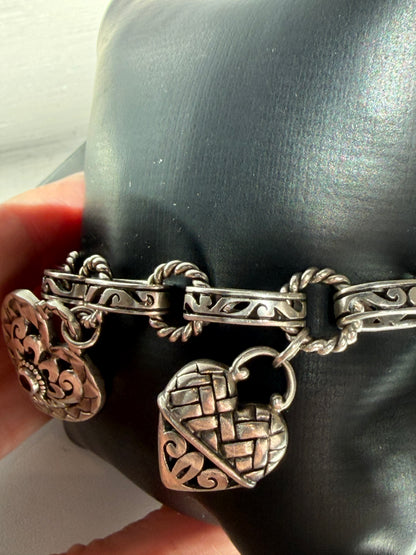 Brighton Sterling Multi-Heart Charm Bracelet