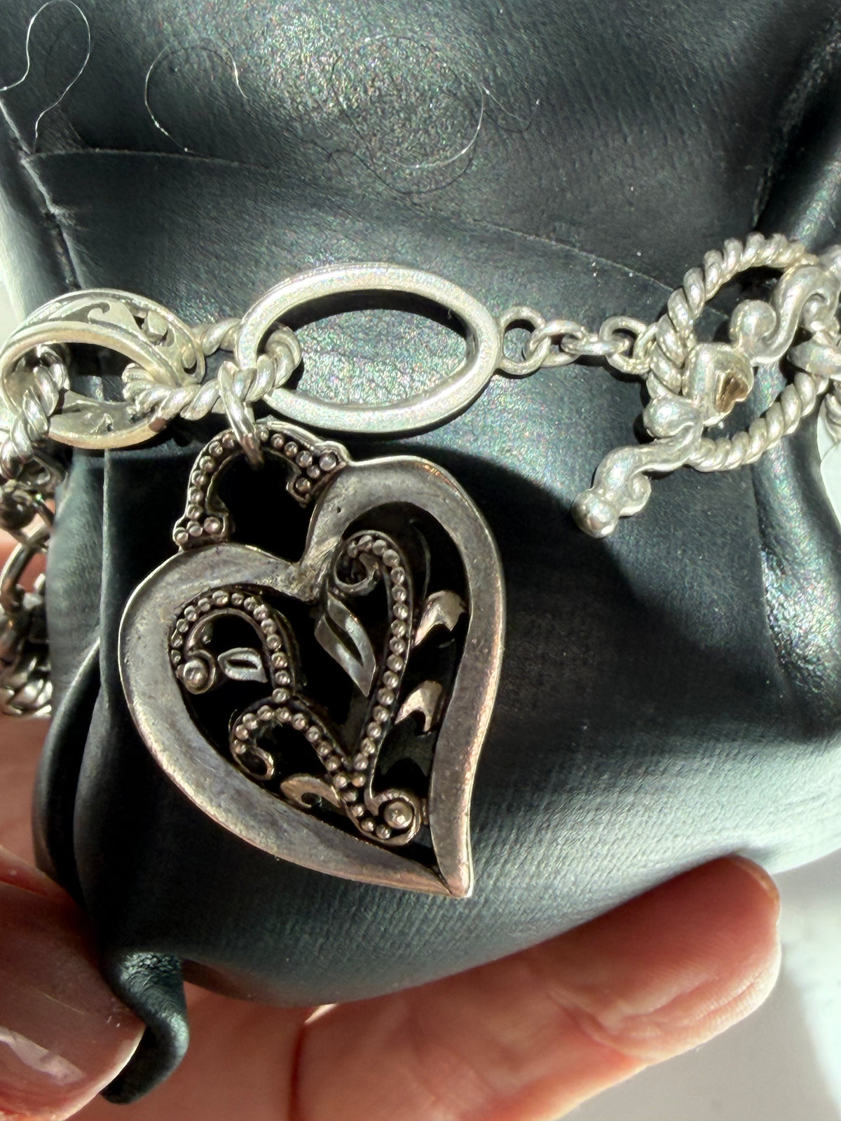 Brighton Sterling Multi-Heart Charm Bracelet