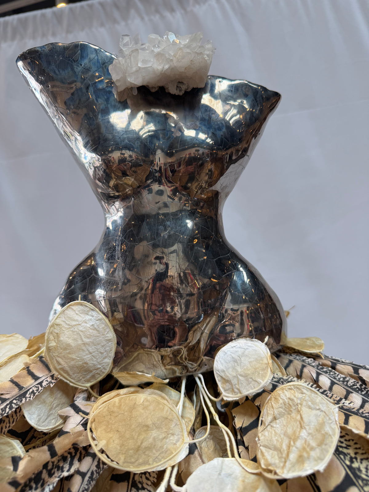 "Silver Dollar Raku Torso I" Sculpture by Estella Fransbergen