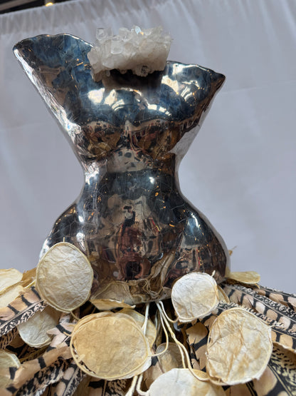 "Silver Dollar Raku Torso I" Sculpture by Estella Fransbergen