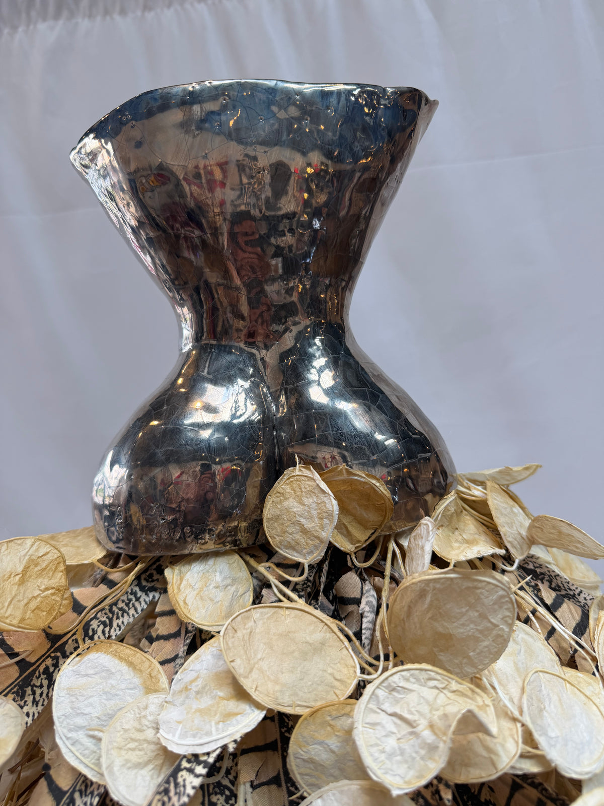 "Silver Dollar Raku Torso I" Sculpture by Estella Fransbergen
