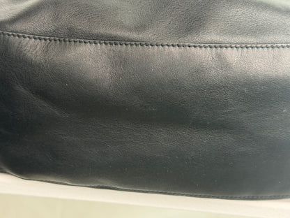 Ralph Lauren Black Leather w Brown Leather Belt Strap Slouchy Shoulder Tote Bag