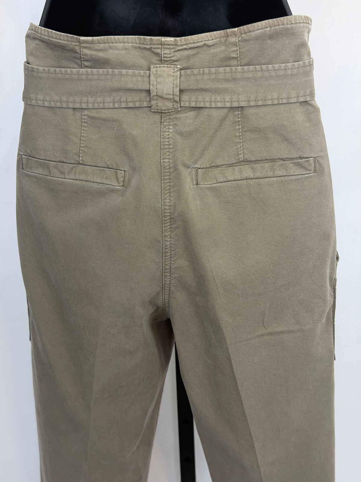 Brunello Cucinelli Army Green High Waisted Belted Cargo Pants