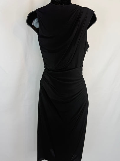 Alexander Wang Black Sleeveless Drape & Twist Side Detail Knee-Length Dress