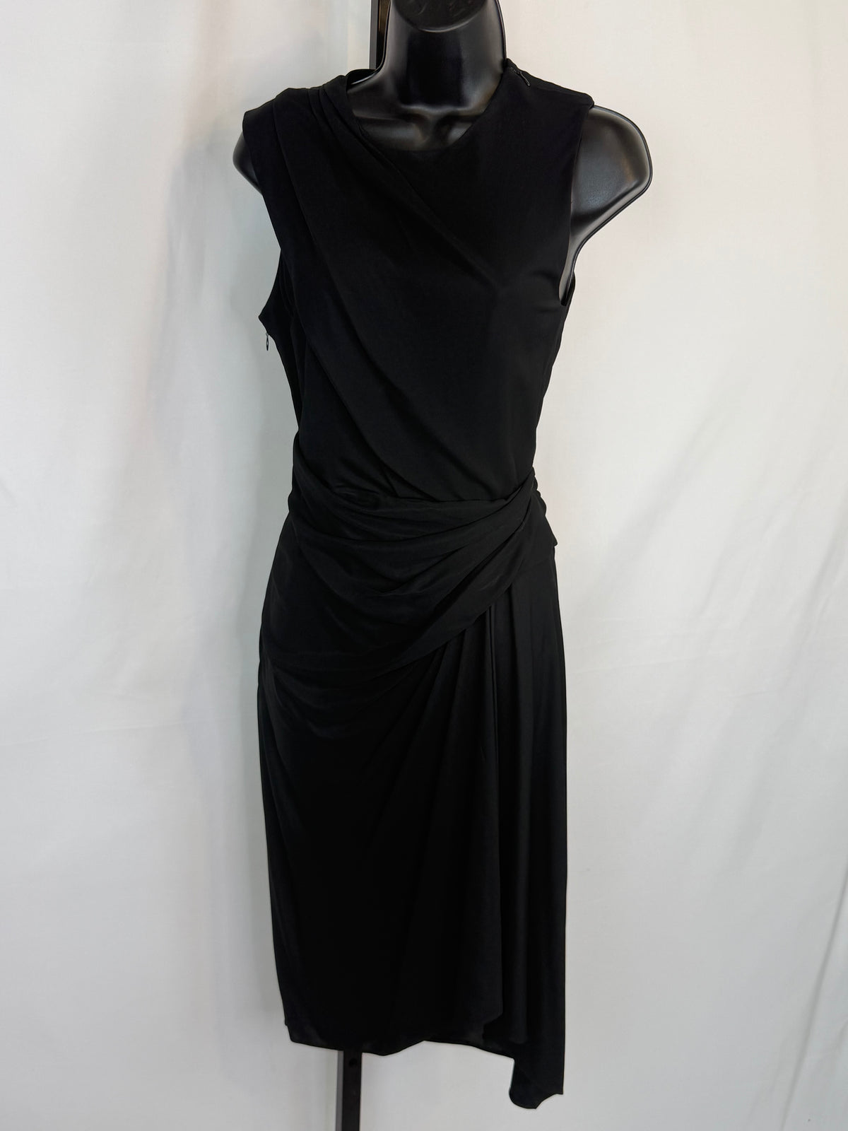 Alexander Wang Black Sleeveless Drape & Twist Side Detail Knee-Length Dress