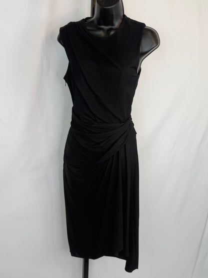 Alexander Wang Black Sleeveless Drape & Twist Side Detail Knee-Length Dress