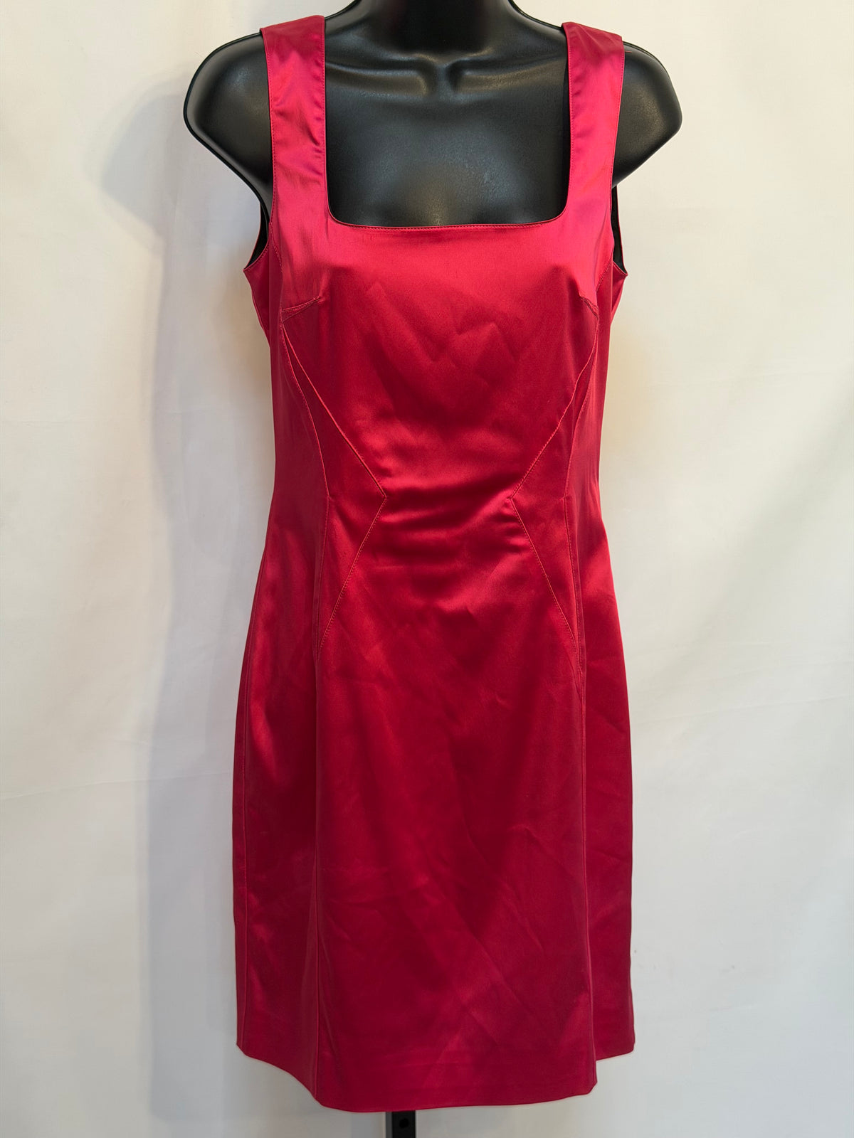 Dolce & Gabbana Silk Hot Pink Sleeveless Square Neckline Fitted Mini Dress