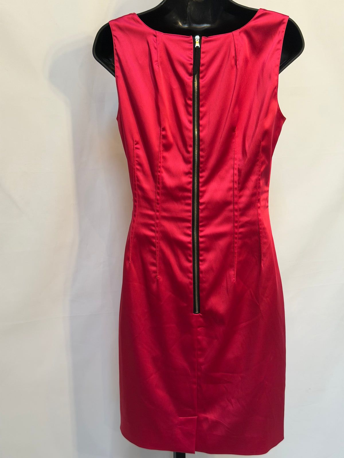 Dolce & Gabbana Silk Hot Pink Sleeveless Square Neckline Fitted Mini Dress