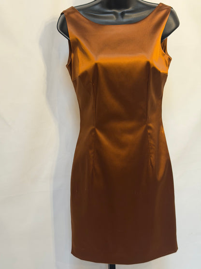 Dolce & Gabbana Golden Satin Sleeveless Mini Dress