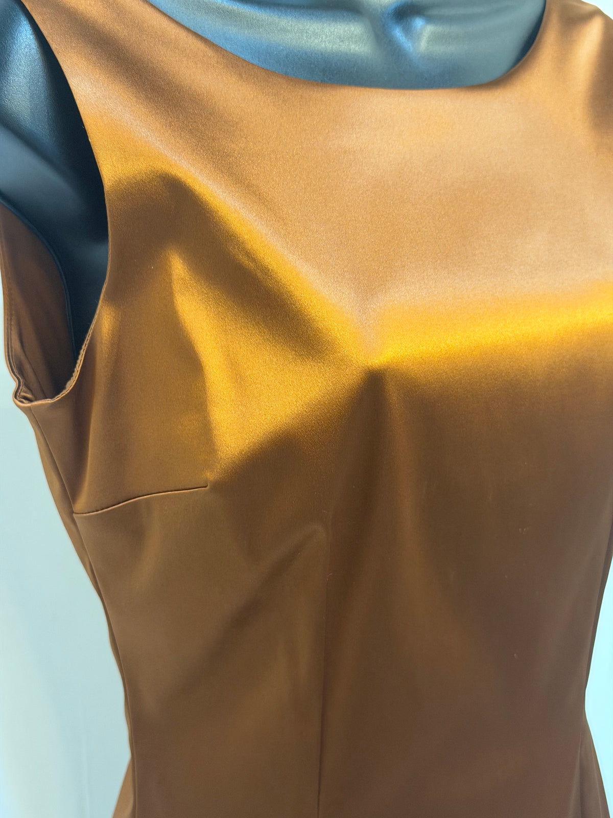 Dolce & Gabbana Golden Satin Sleeveless Mini Dress