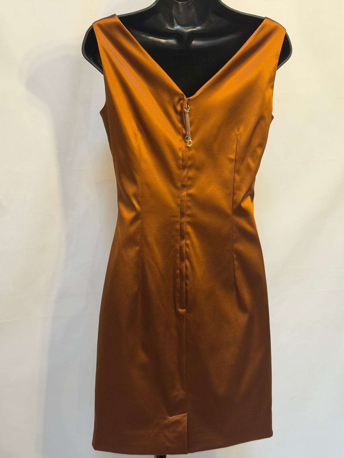 Dolce & Gabbana Golden Satin Sleeveless Mini Dress