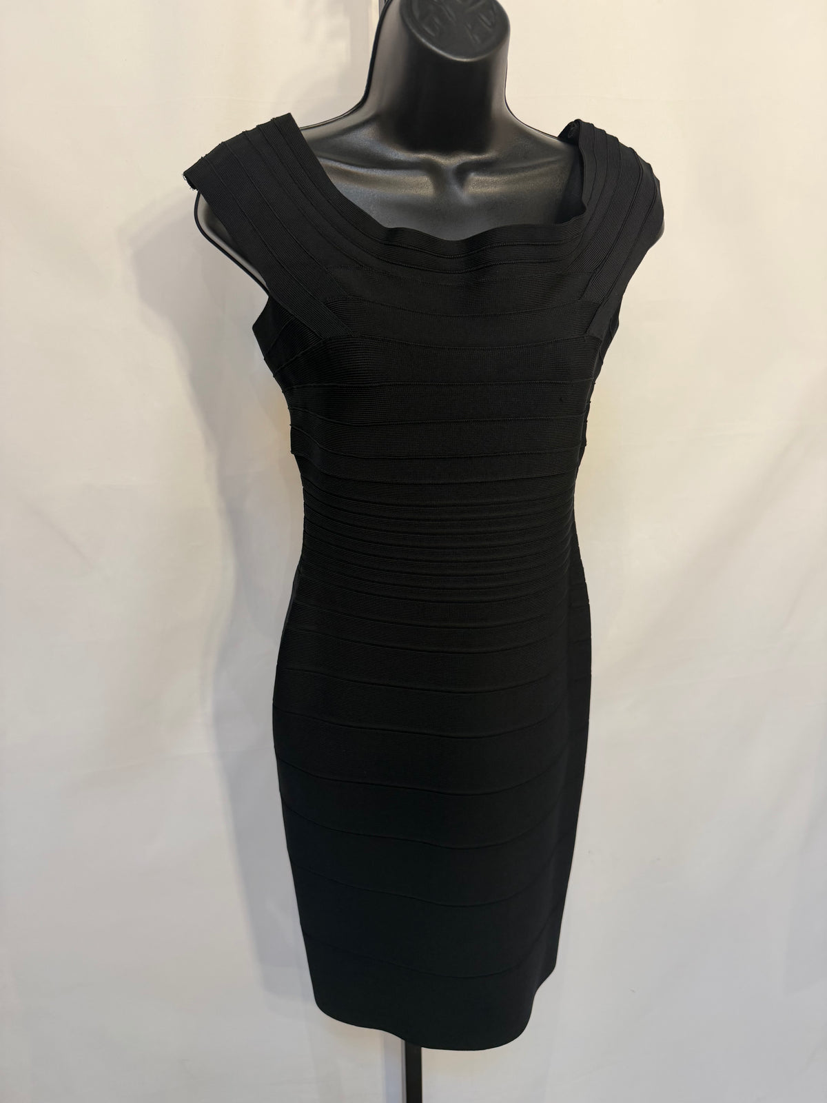 Herve Leger Black Off Shoulder Body-con Bandage Dress