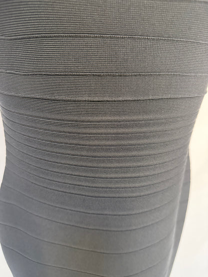 Herve Leger Black Off Shoulder Body-con Bandage Dress