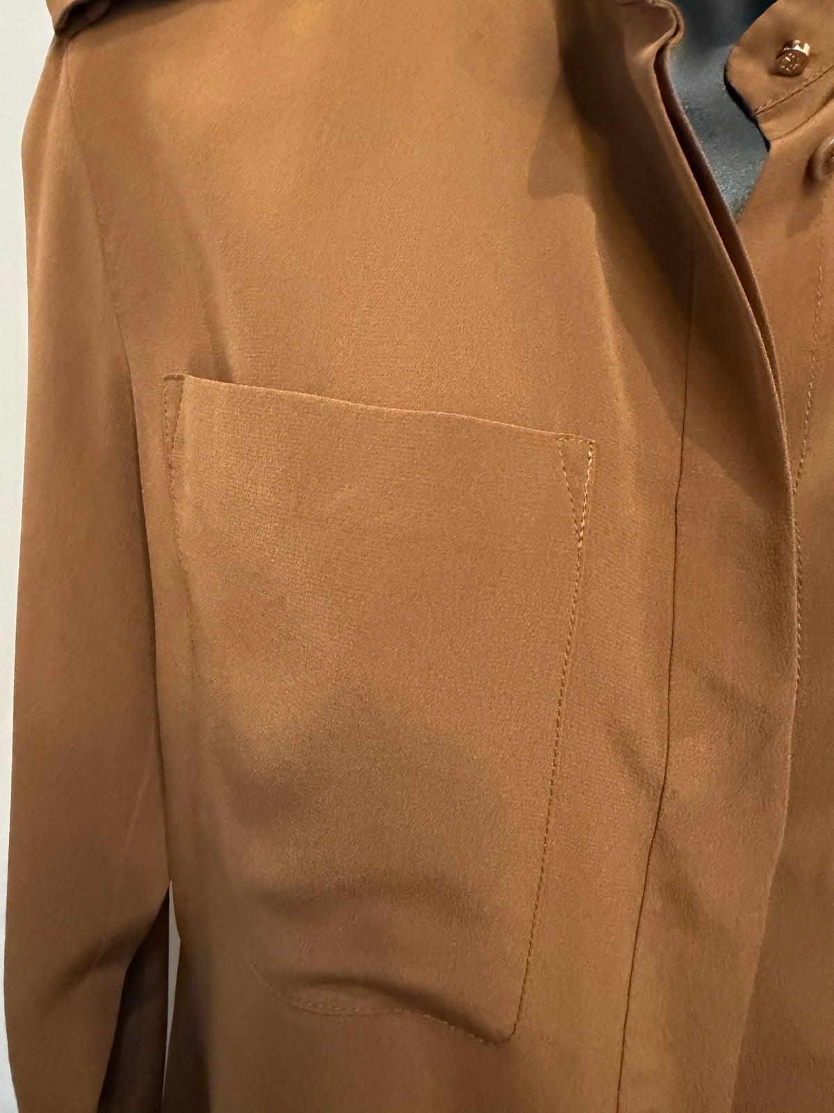 Carolina Herrera Silk Brown Long Sleeve Button Blouse