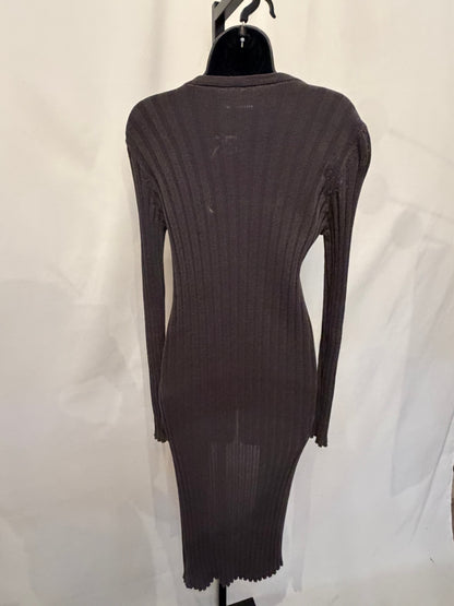 Brunello Cucinelli Brown/Plum Long Sleeve Ribbed Button Down Duster