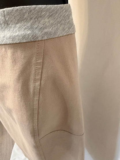 Brunello Cucinelli Taupe Knee Length Pencil Skirt w/ Grey Waistband