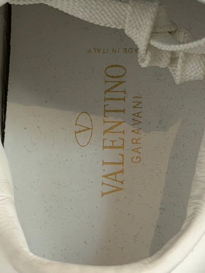 Valentino White w Black Stripe & Rockstud Detail Low Top Sneakers